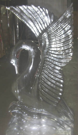 Swan ice carving